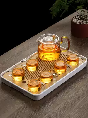 Glass bubble teapot thickened high temperature teapot tea breinner household flower teapot cooking teapot kung fu tea cup dry bubble plate