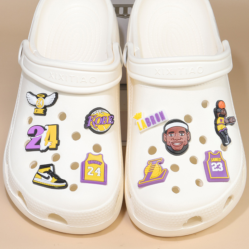 Basketball-Themed Shoe Accessories for Men, Decorative Charms Compatible with Crocs, Kobe DIY Decoration Parts