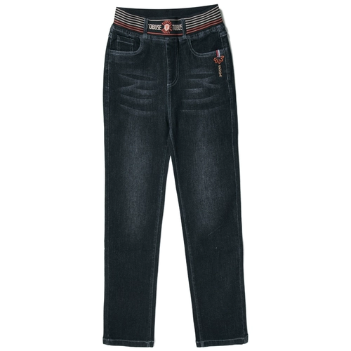 Флисовые демисезонные джинсы с начесом, штаны, эластичные леггинсы, 2023, увеличенная толщина, облегающий крой, высокая талия, свободный прямой крой