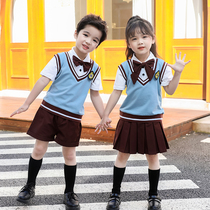 Primary school uniforms Summer dress children British style class uniforms summer kindergarten uniforms cotton school graduation photo clothing