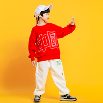 Childrens Street Dance Tide Clothes Set Spring and Autumn Clothes Men and Women Hip Hop Performance Costume Short Sleeve hiphop Pants Street Dance Costume