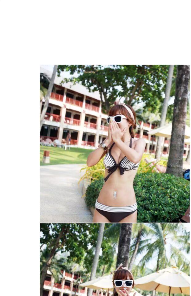 Nữ điểm Hàn Quốc nhập khẩu mimibabi cặp đôi áo tắm bikini nữ áo tắm + quần đi biển nam 210 set đồ đôi đi biển