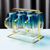 6 стакана стойки золотого чашки