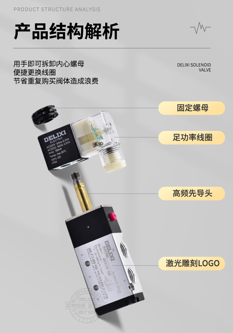 Газовый клапан 德力西4v310-10电磁阀换向dc24v气动控制阀ac220v二位五通电子阀 Delixi