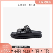 LaberThree2021 new can wear double buckle slippers thick-soled non-slip ins trend slippers sandals