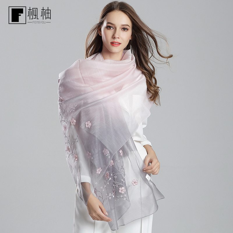 Mulberry Silk Scarves Women Spring Autumn Winter Foreign Fashion Moms Fashion Moms 100 Hitch Real Silk Wool Scarves Shawl Cape