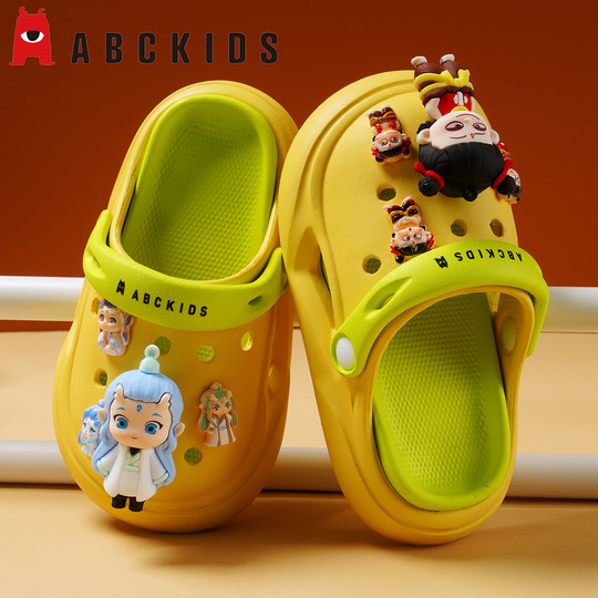 Abckids儿童洞洞鞋女童拖鞋哪吒宝宝EVA防滑中大童女孩亲子沙滩鞋