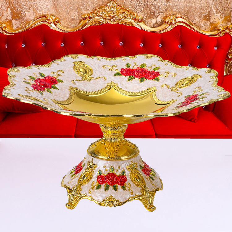 European-style fruit plate large alloy luxury ktv bar snack plate platter living room coffee table decoration dried fruit plate