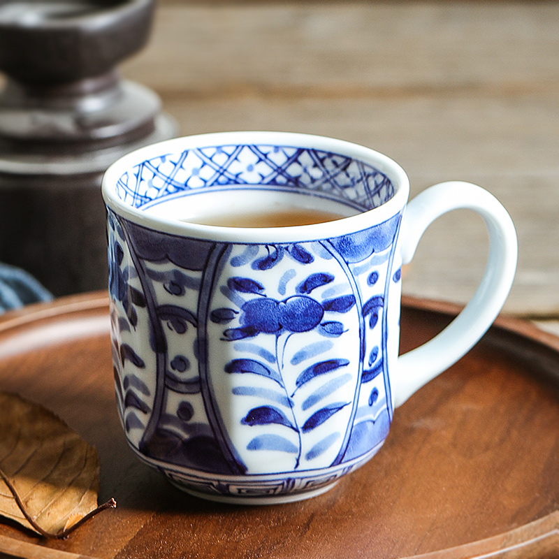 Blue winds don Japan imported ceramic tea set creative vintage Japanese tea cup keller ceramic cup with handle cup