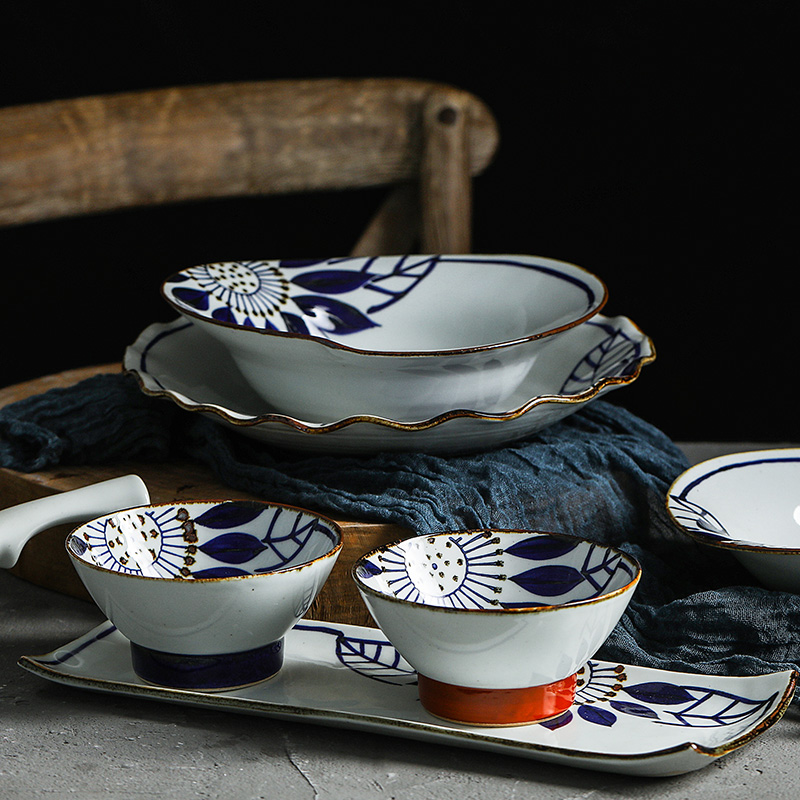 Love make burn pozzo's xiang fang sunflower ceramic tableware imported from Japan Japanese saury deep dish plate and wind
