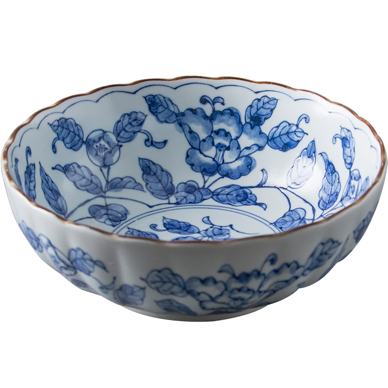 Blue camellia household small bowl of rice bowls imported from Japan Japanese rainbow such as bowl and wind tableware ceramics creative by by pot