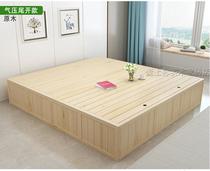 Pure solid wood high box storage bed Pneumatic bed 1 8 meters log storage bed 1 5 meters pine tatami floor customization
