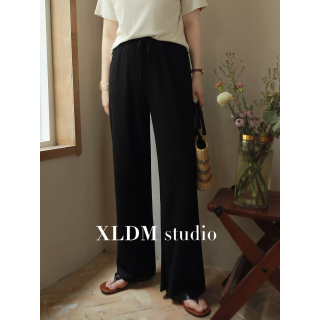 Xiaoli plus size ຂອງແມ່ຍິງເຢັນ cupro stair grid ບາງ swing pants summer ໄຂມັນວ່າງ mm ກາງເກງບາດເຈັບແລະ