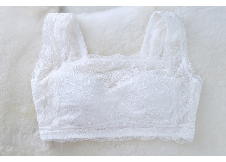 抹胸文胸 超薄防走光 夏季透明蕾丝裹胸式打底少女无钢圈内衣美背详情34