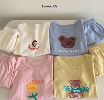 Children short sleeves pyjamas 2022 Summer new South Korean childrens childrens home conserved baby light and thin air conditioning
