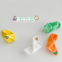 Children Socks 2022 Spring Summer New South Korea Cartoon Embroidery Short Socks Ship Socks Combed Cotton Male Baby Midcylinder Socks Tide