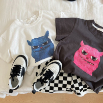 Children short sleeves 2022 Summer New products South Korean male girl cartoon monster hit undershirt T baby round neck T-shirt tide
