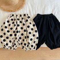 Childrens trousers 2022 Summer South Korean childrens girls Round point Anti-mosquito pants Baby loose bunches Light Cage Pants Tide