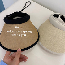 Korean version Summer can be parent-child handwoven bag edge empty top hat 2022 new male and female children outdoor suncap subtidal wave