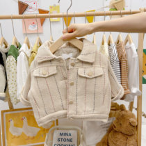 Baby tweed coat baby woolen coat children's autumn and winter clothing boys girls children's foreign style thickened children's clothing