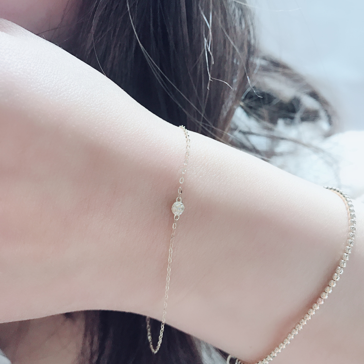WH thời trang Hàn Quốc vòng tay vàng 14k nguyên chất - Vòng đeo tay Clasp vòng đeo tay nữ