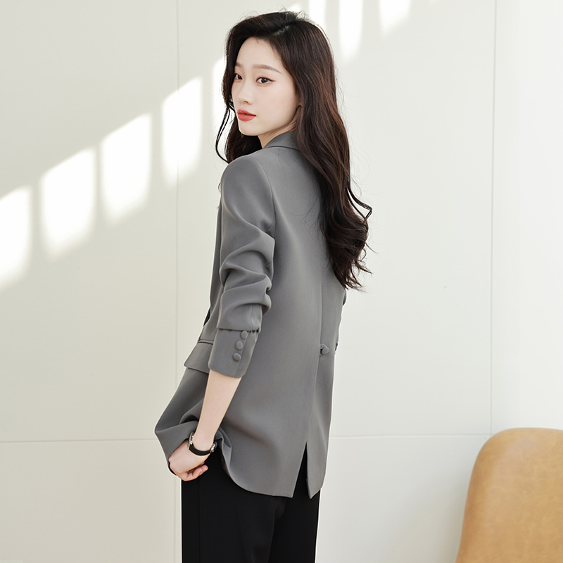 High-End Gray Blazer for Women 2026 Spring and Autumn New Korean Style Casual Elegant Age-Reducing Petite Suit Jacket
