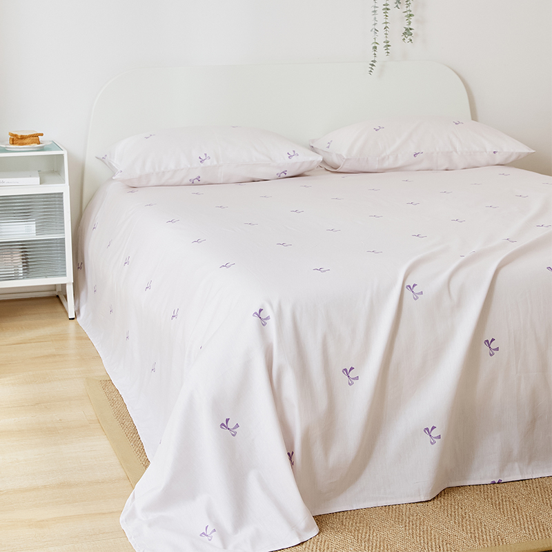 Roland Home Textiles Retro Soft Cotton Bed Sheet Single Piece Pure Cotton Single/Double Dormitory Three-Piece Set