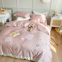 Roland baby 100 cotton Xinjiang long staple cotton girl princess wind four piece set spring and autumn double bed 2*2 3 quilt cover