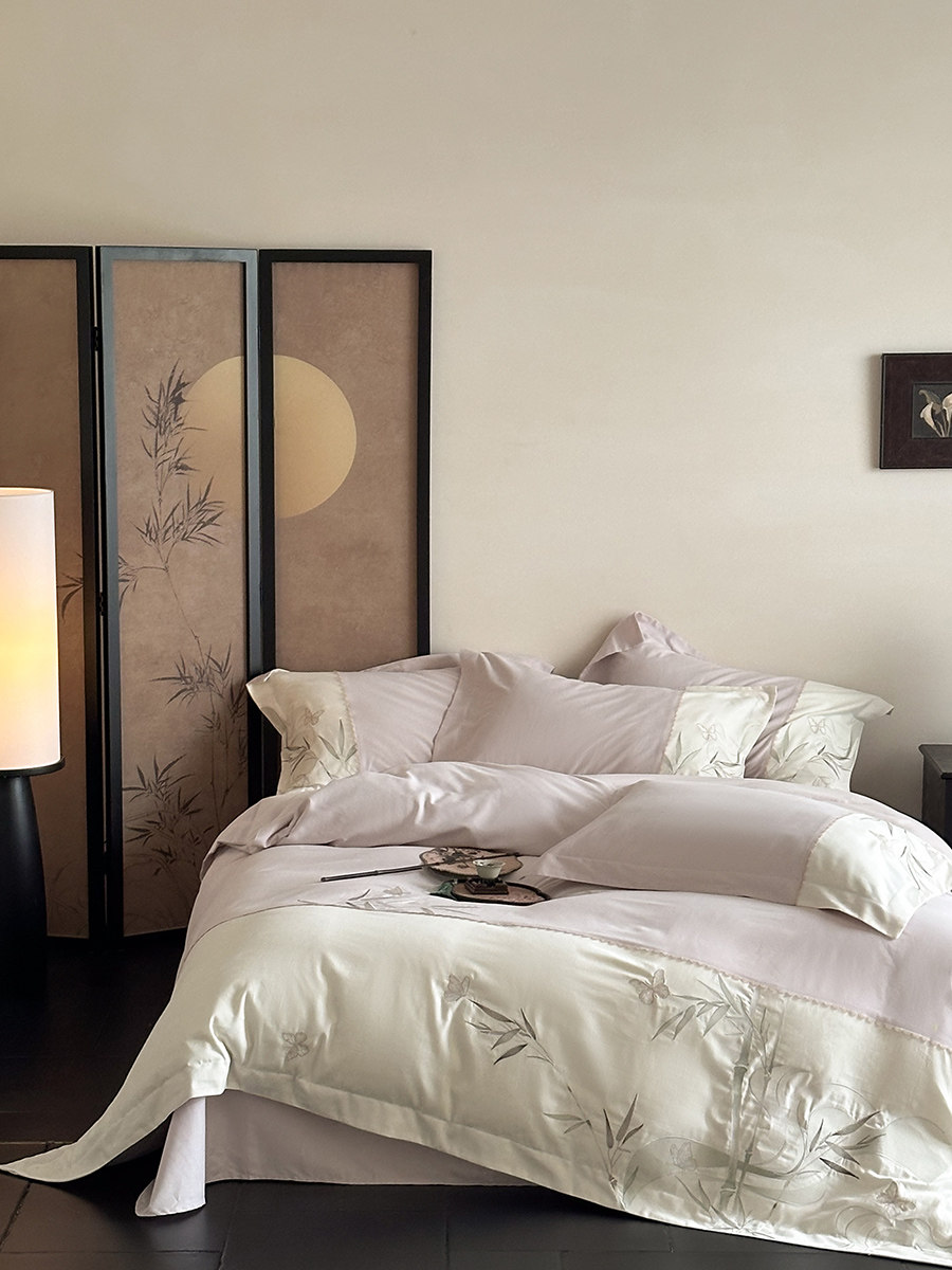 高级感新中式纯棉磨毛四件套秋冬云柔加厚被套床上用品