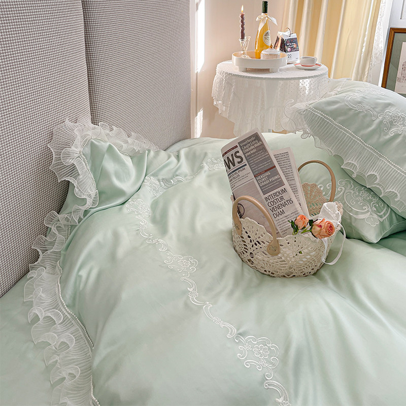 Roland Home Textile Spring and Summer New Lenzing Tencel Four-piece Korean Bedding Quilt Cover Sheet Cool Kit