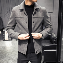 Mens coat 2021 new trend short jacket Mens top handsome wild spring and autumn wool coat