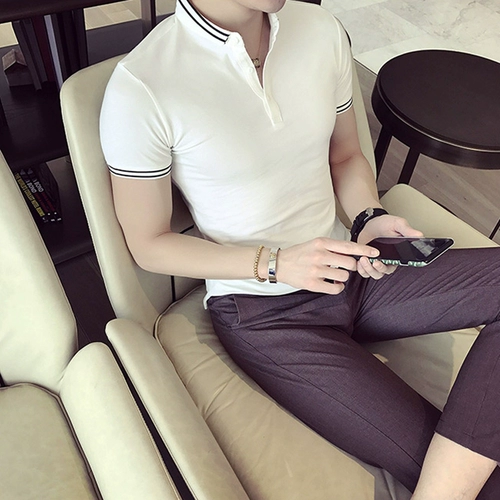 Летняя тонкая трендовая элитная шелковая футболка polo, изысканный стиль, короткий рукав, коллекция 2022