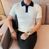 Элитная трикотажная летняя шелковая футболка polo, изысканный стиль