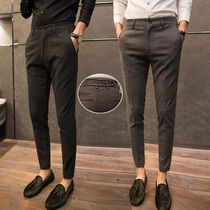 Mens pants Korean version of the trend casual 9-point suit trousers Slim small feet wild summer thin 9-point trousers