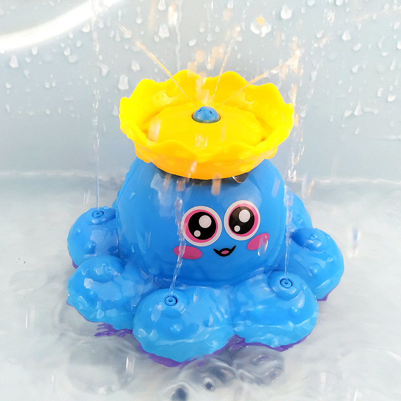Baby electric water spray boat octopus bath toy children floating big yellow duck playing in water boys and girls turn around