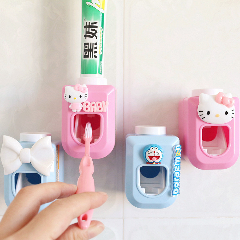Cute cartoon automatic extrusion toothpaste creative wall mounted toothpaste frame object-free punching lazy toothpaste extruder