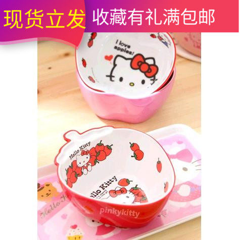 kt cat cartoon rice bowl cute children bowl baby anti-fall student home eating plastic bubble noodle soup bowl melamine bowl-Taobao