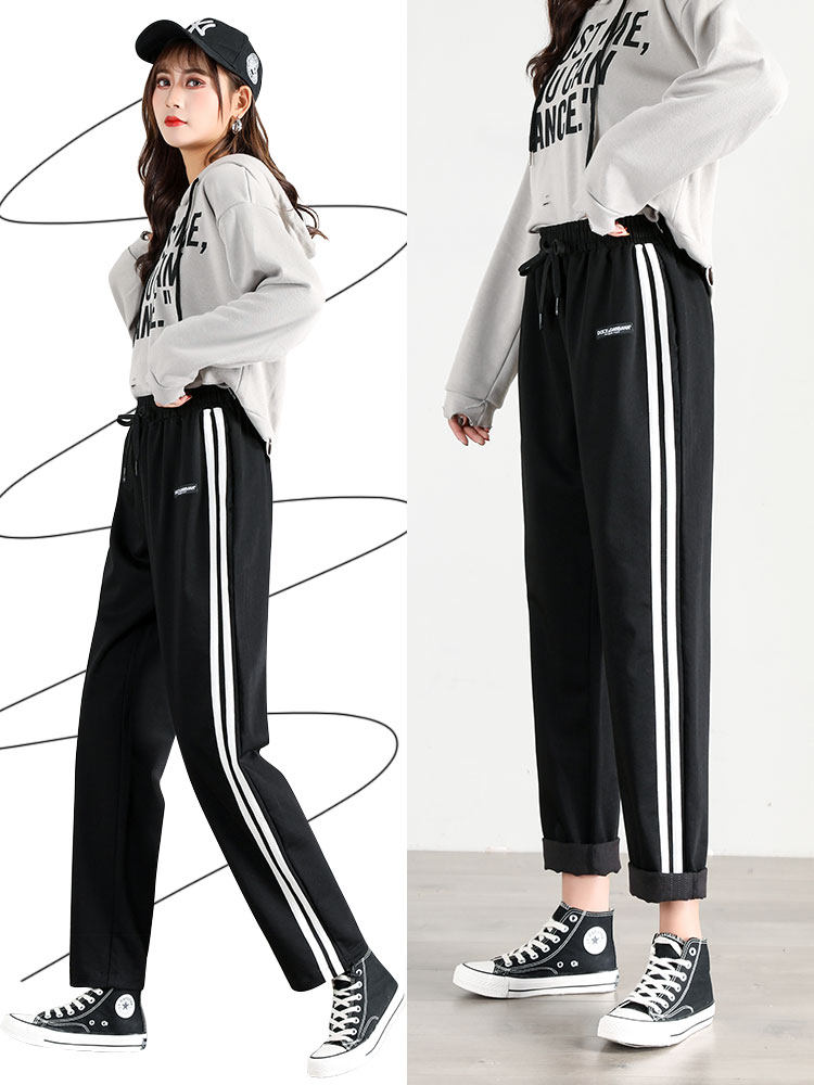 Women's casual pants loose 2021 new straight Korean version of the trend wide leg pants wild thin spring and summer sports pants thin section