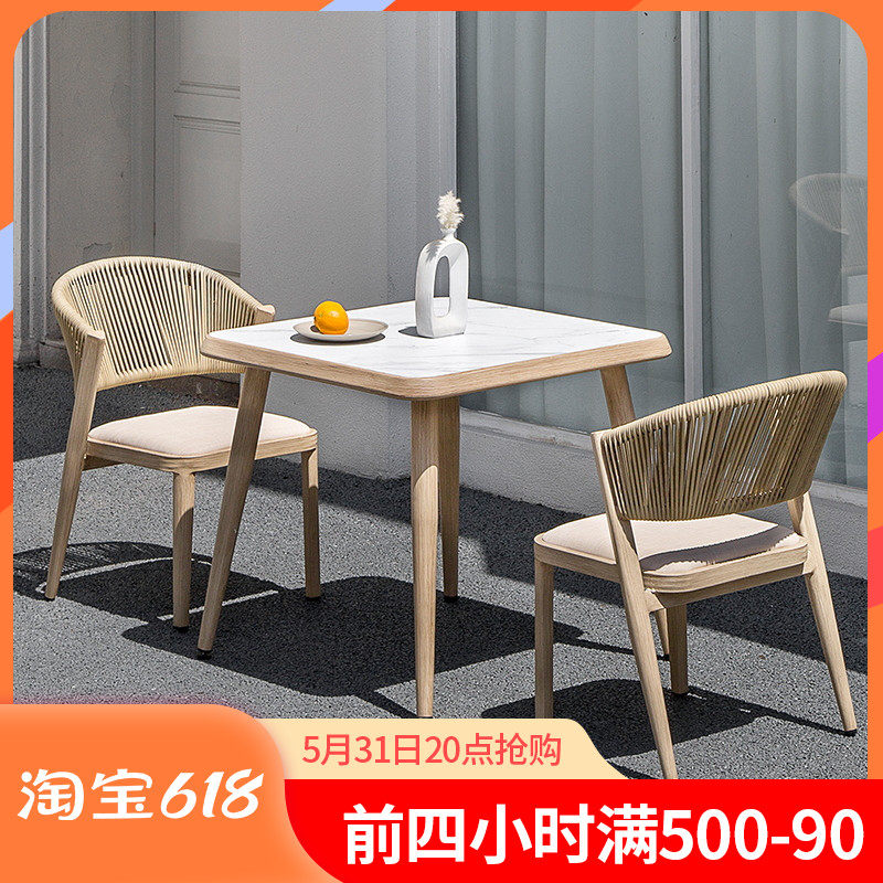 Outdoor table and chairs Combined outdoor courtyard garden Three sets open-air casual minimalist Rattan Chairs Home Balcony Small Table and chairs