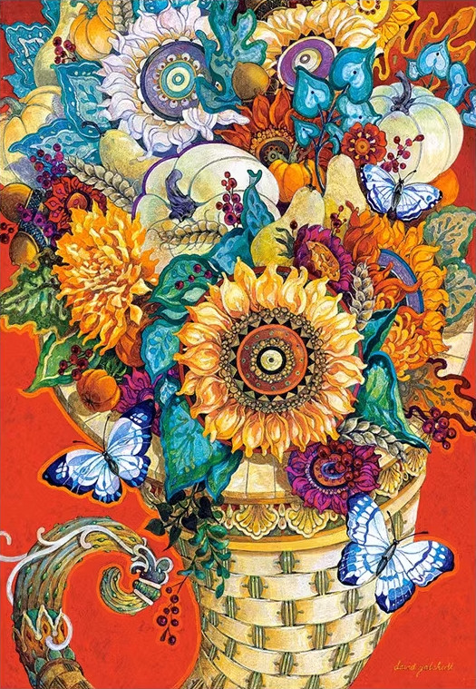 Sunflower Flowers Blue Cross Embroidered Paper Embroidery 12 Page 128g Colorful Spray Paper Printing-Taobao