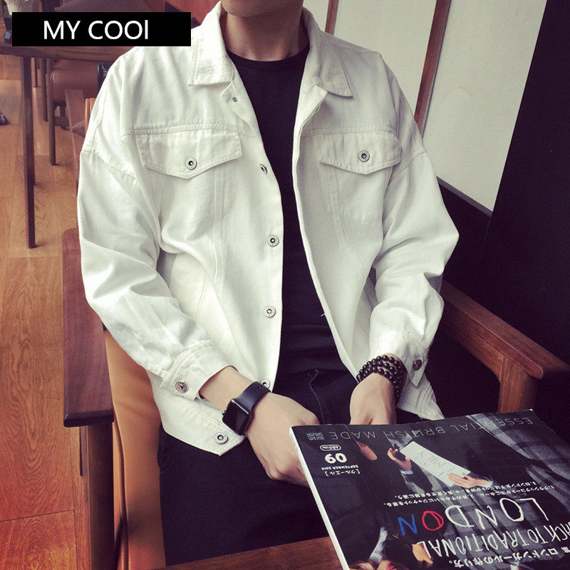 Social temperament early autumn coat bully group popular light-colored spring and autumn casual denim jacket men's Japanese