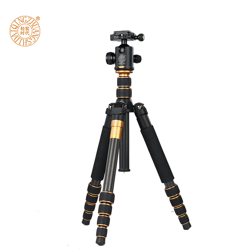 Light-mounted era Q666C carbon fiber camera frame tripod pan-tilt single-eye portable photography triangle bracket