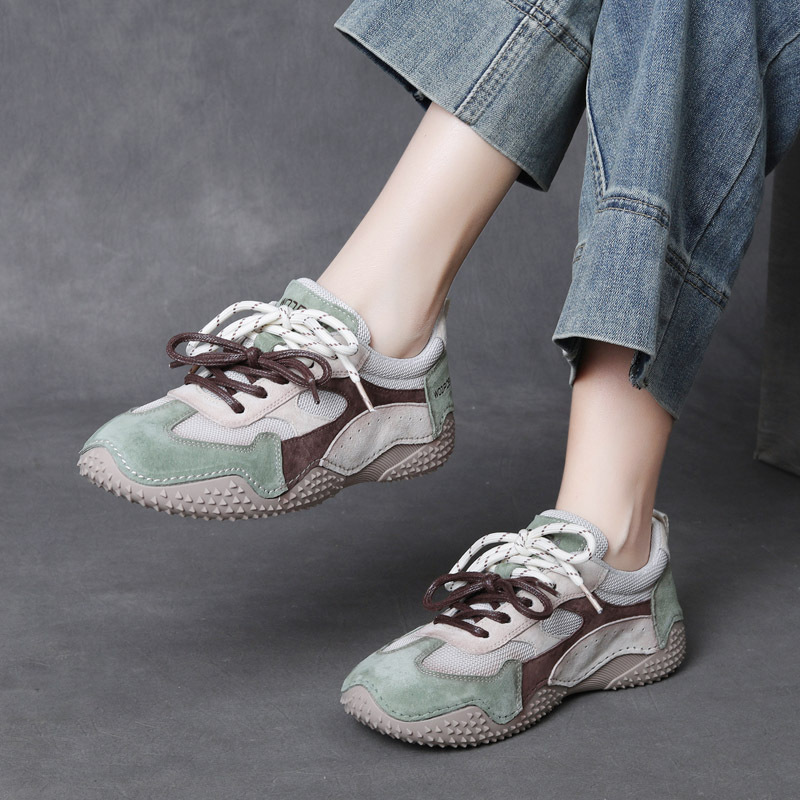 Bajeet/Spain Soft Touch New Genuine Leather Color-Block Lace-Up Casual Women's Shoes Sports Style Soft-Soled Shoes Bajeet/Spain Soft Touch New Genuine Leather Color-Block Lace-Up Casual Women's Shoes Sports Style Soft-Soled Shoes