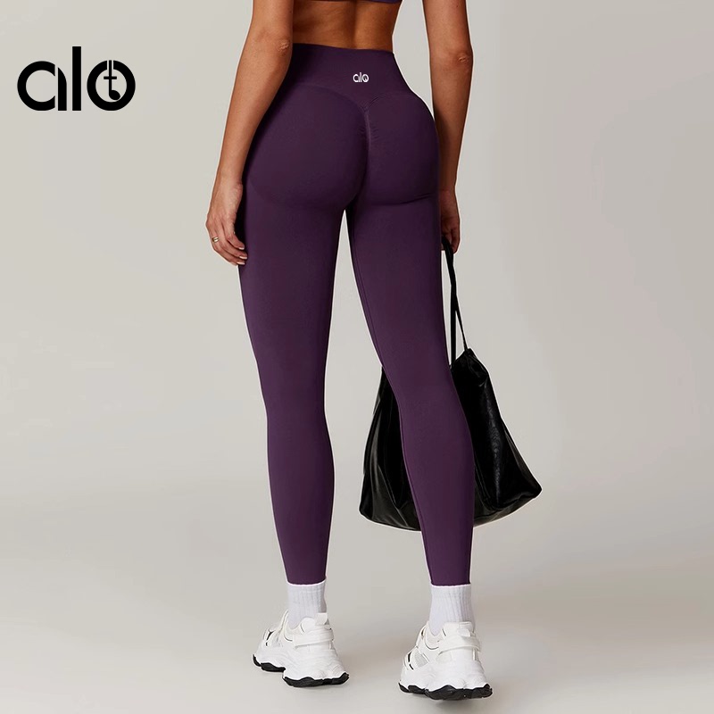 Aloide Seamless Knitted Purple Yoga Pants for Women, High-Waisted, Tummy Control, Butt-Lifting Peach Pants, Running Sports Fitness Pants