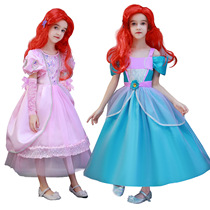 Girls new Ins Little Mermaid Love Lier Princess AAriel Dress Ariel Child Dress dress COS Skirt COS Role-playing