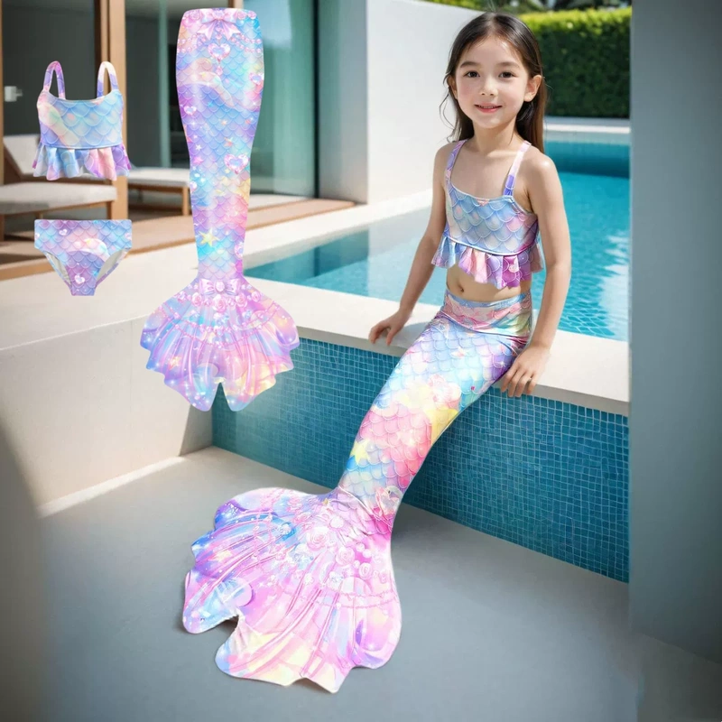 Girls' Mermaid Dress, New Summer Style, Children's Fishtail Skirt, Princess Dress, Little Girl's Swimsuit, Swimwear