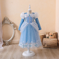 Girl Grey Girl Princess Dresses Dress Long Sleeves Dress Plus Suede Winter Style Net Yarn Valloween Gown Dress Birthday Performance
