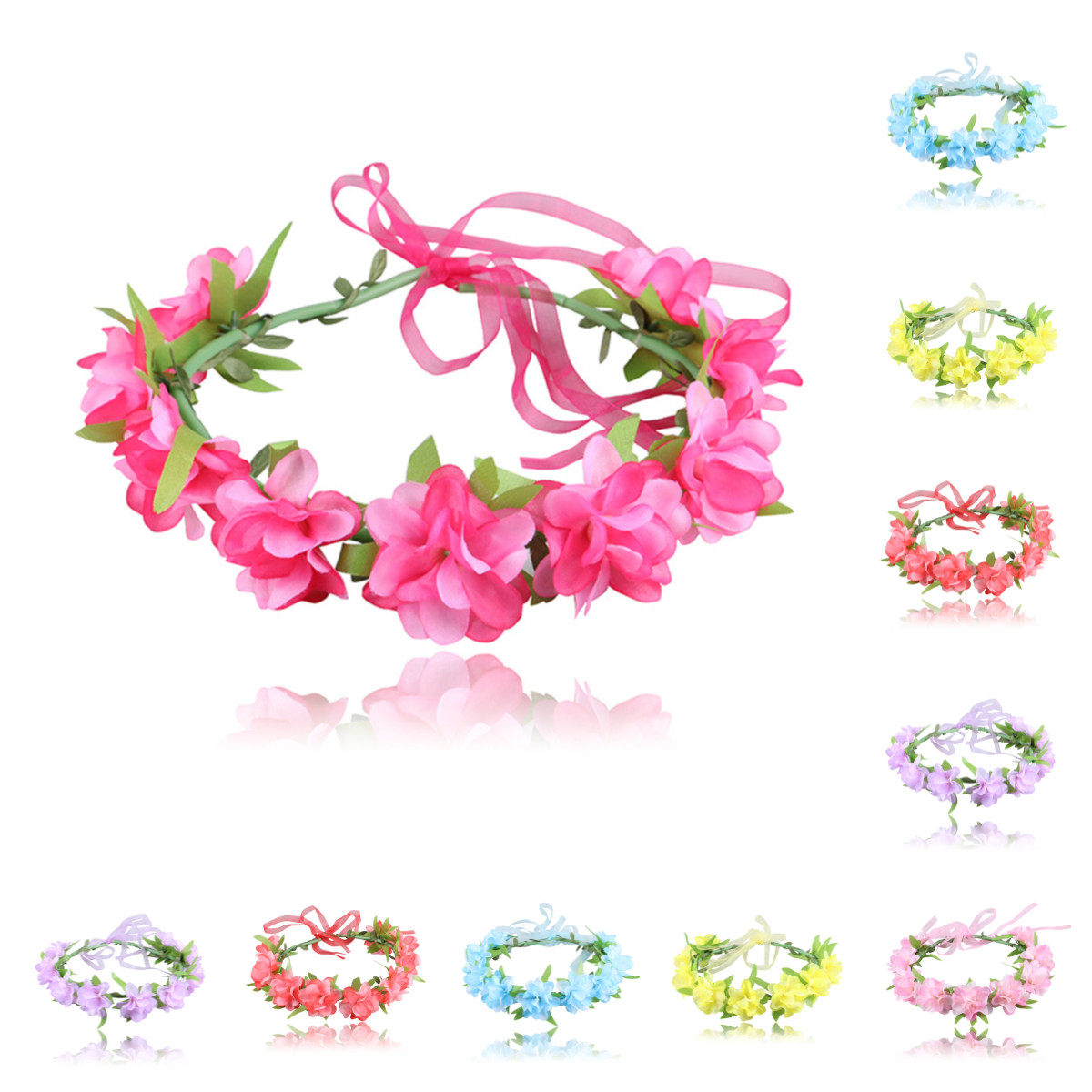 Children's hair accessories Monochrome garland Adult Flower Strap Hair band Girls flower crown Mermaid Princess headdress Photo accessories