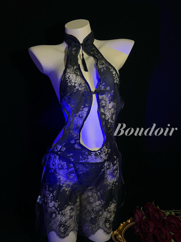 Deeply Intimate Night Shanghai Halter-Neck Chinese Style Fairy V-Neck Asymmetrical Hem Bellyband Sleepwear Retro Sexy Cheongsam Lingerie Deeply Intimate Night Shanghai Halter-Neck Chinese Style Fairy V-Neck Asymmetrical Hem Bellyband Sleepwear Retro Sexy Cheongsam Lingerie