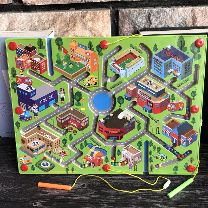 Magnetic Labyrinth Magnetic Shipping Pen Walking Pearl Children Special Force Training Toy 3 Attention Puzzle Force Kid 4-6 years old